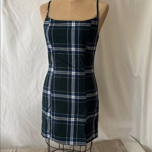 Forever 21 Blue and White Preppy Plaid Dress spaghetti strap dress. S.